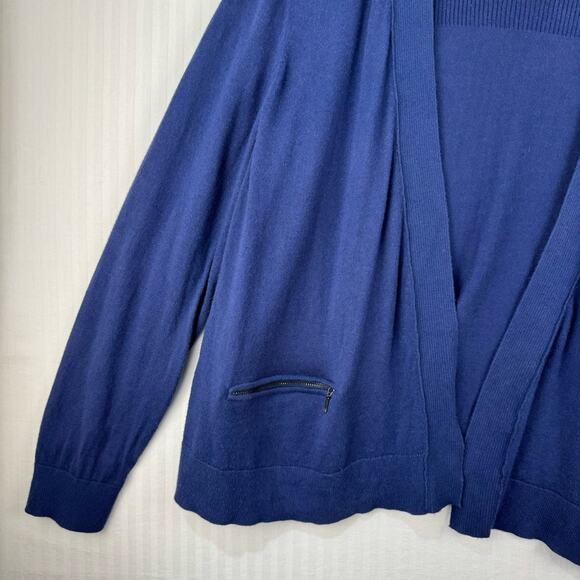 Sejour Royal Blue Open Cardigan Knit Sweater Size 2X Classic Preppy Luxurious - Picture 5 of 11
